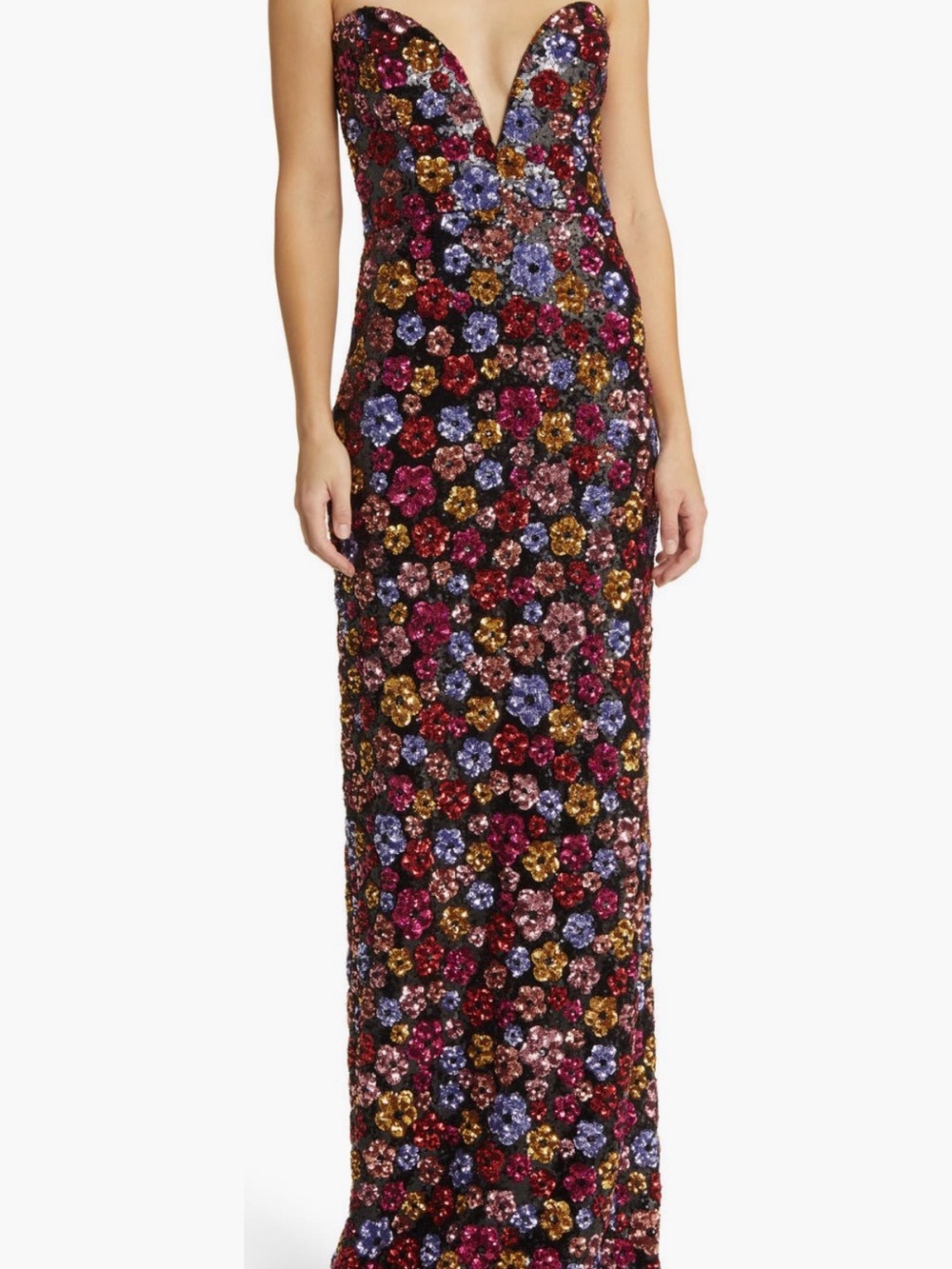 Marchesa Sequin Bouquet Dress Floral Embellished Gown